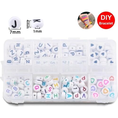 Acrylic 200-400PCS Round Letter Beads DIY Alphabet Letters Set 4x7mm Beads for Jewelry Making Bracelet Necklace Accessories Box