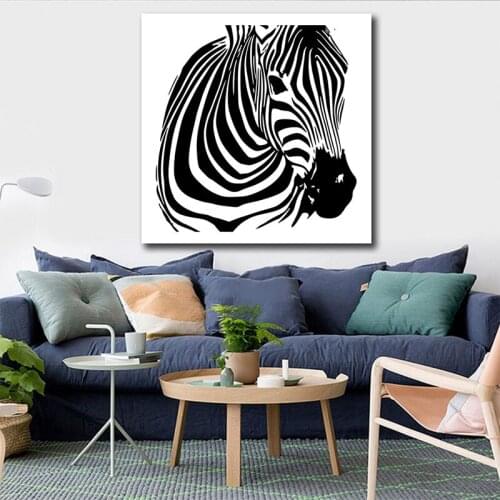 Black and White Zebra Wall Art Modern Canvas Painting Home Decor Animals Wall Picture Poster Living Room Art Decoration