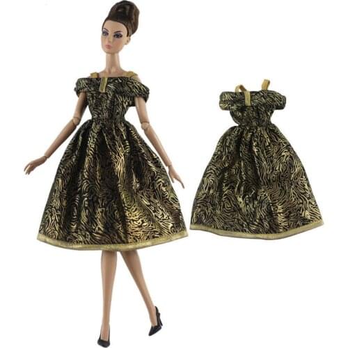 Black Gold 1/6 Doll Clothes For Barbie Doll Outfits Short Party Dress For Barbie Doll Outfits 1:6 Doll Accessories Kids Toys