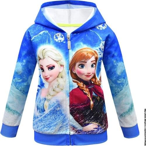 Disney Frozen Elsa Spring Autumn Outfits Baby Girls Clothes Boy Infant Cotton Suits Hooded Zipper Jacket T Shirt Kids Hoodies