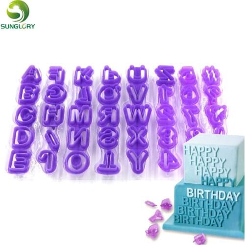 DIY 40PCS Fondant Cutter Plastic Cupcake Mold Upper Alphabet Capital Letters Number Cut-Outs Cookie Cutter Cake Decorating Tools