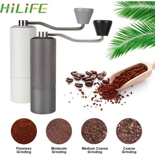 HILIFE Burr Grinder Stainless Steel Manual Coffee Grinder Coffee Utensils Mini Coffee Milling High Quality Aluminum