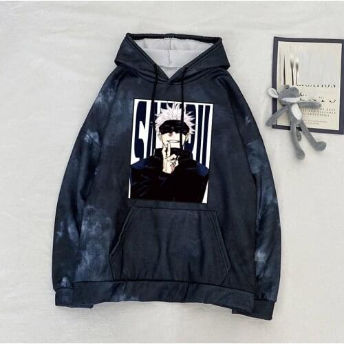 Jujutsu Kaisen Manga Printing Woman Hoodies Hip Hop Fleece Hooded Harajuku Tie-dye Hoodie Pullover