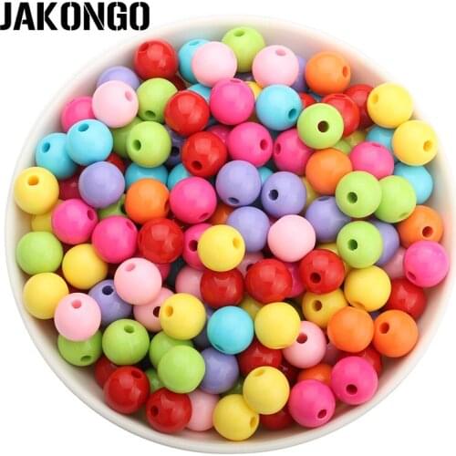 JAKONGO Colorful Mix Acrylic Real Color Loose Beads for Making Bracelets Accessories Craft DIY Jewelry Findings 6/8/10mm