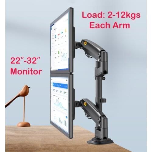 NB NEW H180 22"-32"Double monitor desk Holder Arm Gas Spring Full Motion LCD TV Mount 2-12kg ergonomica dual arm clamp bracket