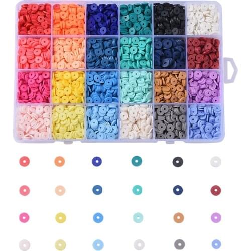 24 Colors Multi-Specification Polymer Clay Beads Round Spacer Beads for Diy Handmade Jewelry Bracelet Accessories Boxed