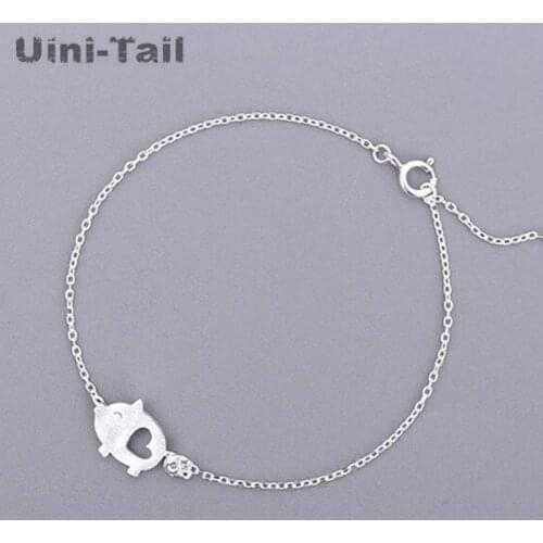 Uini-Tail hot 925 sterling silver Korean version of the hand-drawing piglet bracelet female temperament fashion cute hollow