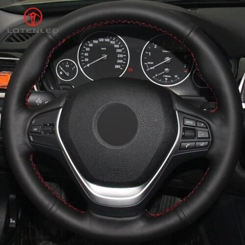 LQTENLEO Black Artificial Leather Car Steering Wheel Cover for BMW F20 F21 F22 F23 118i 120i 125i 120d 218i 228i 420i 430i 435i