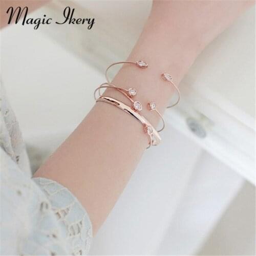 Magic Ikery 4 Piece/Set Brand Customized Luxury Jewelry Multi Layers Lucky Crystal Bracelets Bangles Sets for Women HG2006