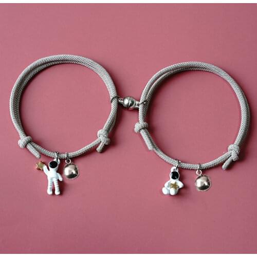Astronaut Magnetic Bracelet Magnet Attract Couple Bracelets Women Men braided Rope Wrist chain Spaceman Lover Jewelry Bracelets