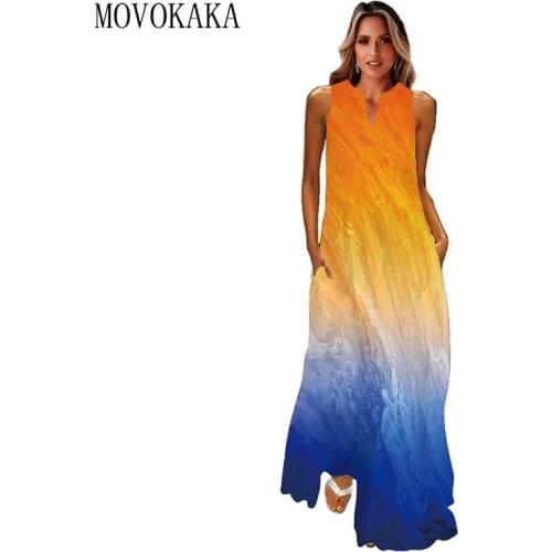 Желтые летние платья Movokaka China At AliExpress