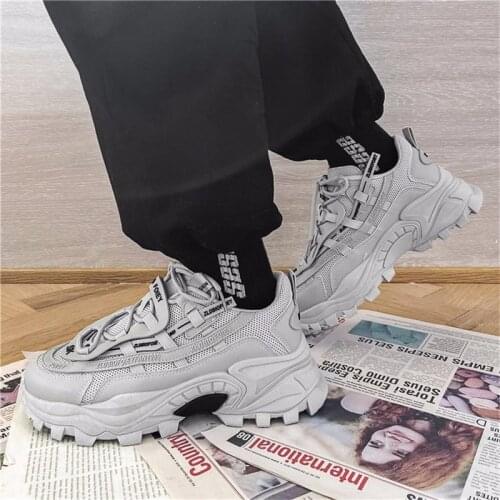 Men Sneakers Lover Thick Sole Platform Vulcanize Male Mesh Solid Color Dad Shoes Trainers Loafers Big Size 39-44 Zapatos Hombre