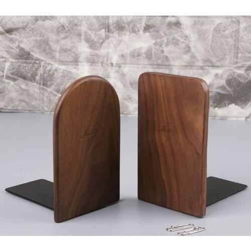 Walnut Wood Desktop Organizer Desktop Office Home Bookends Book Ends Stand Holder Shelf