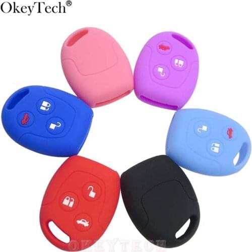 Okeytech 3Button Remote Silicone Car Fob Key Case Cover For Ford Focus Mondeo Festiva Fusion Suit Fiesta KA MK4 Holder Protector