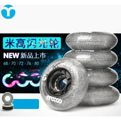 85A Original M-CRO Colorful Light LED Flash Inline Skates Wheel 68mm 70mm 72mm 76mm 80mm Shine Kids Adults Roller Tyre 4-LED 8pc