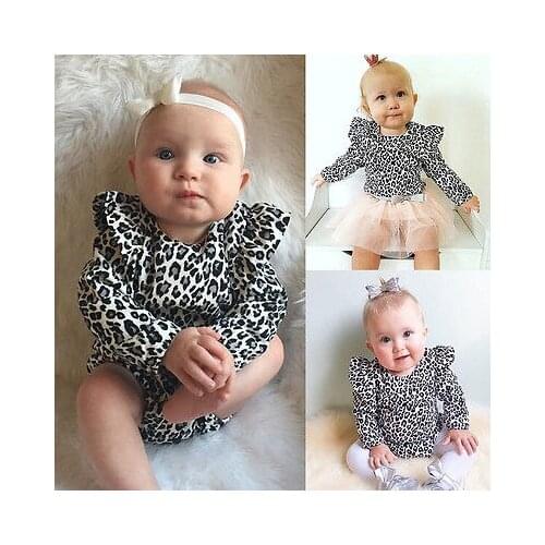 0-24M long sleeve autumn spring fall new Leopard toddler Newborn Infant Baby Girls Romper Jumpsuit children Clothes Outfits