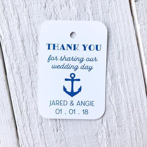 Personalized names date Nautical Anchor beach Wedding thank you Favor Tags custom birthday baby shower Thank You Gift lables