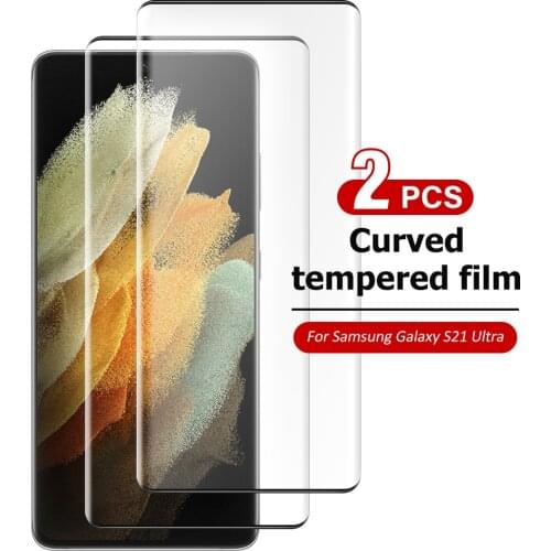 2 Pcs Tempered Glass Film For Samsung Galaxy S21 Ultra 5G High Quality Curved Anti-fingerprint Protector Film For S21 Ultra
