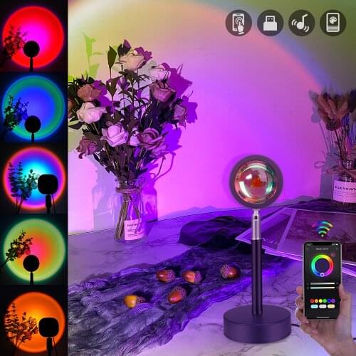 USB Sunset Projection Lamp App Control RGB Atmosphere LED Night Light Rainbow Background Walls Live Broadcast Room Decoration