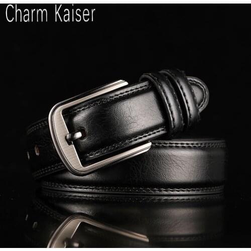 Mens belt mens real leather pin buckle belt brown middle-aged youth casual trendy mens trouser belt belt for men