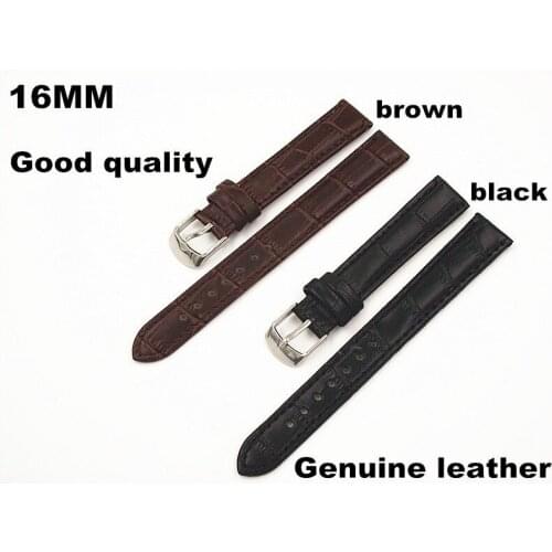 1 pcs/lots High quality 16MM genuine leather Watch band watch strap black and brown colors available 8102