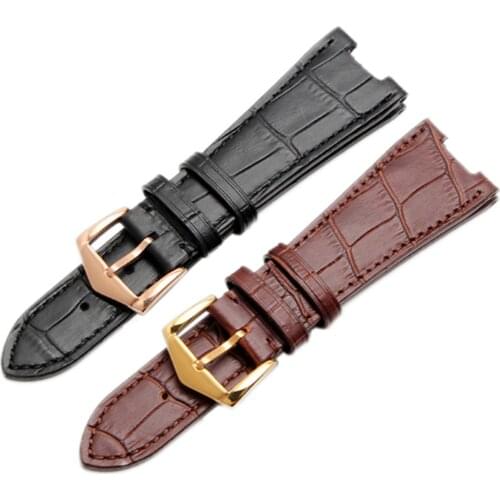 25mm Black Brown Blue Genuine leather Band Strap bracelet Watch Band Strap Buckle Fits for Patek Philippe [5711/5712]