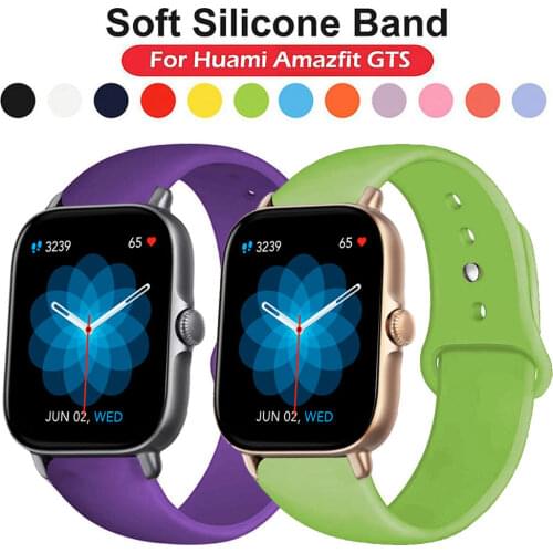 20mm/22mm Silicone band For Amazfit GTS/2/2e/GTS2 Mini/GTR 42mm/47mm/GTR2/2e/stratos 2/3 Sport Watch Bracelet Amazfit bip strap