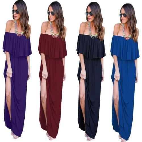 Sexy long summer elegant off-shoulder evening dress ladies long skirt sexy tight-fitting long skirt