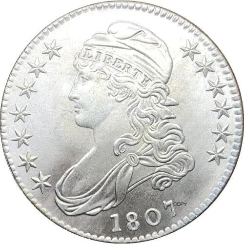 United States 50 Cents ½ Dollar Liberty Eagle Capped Bust Half Dollar 1807 Cupronickel Plated Silver Copy Coin