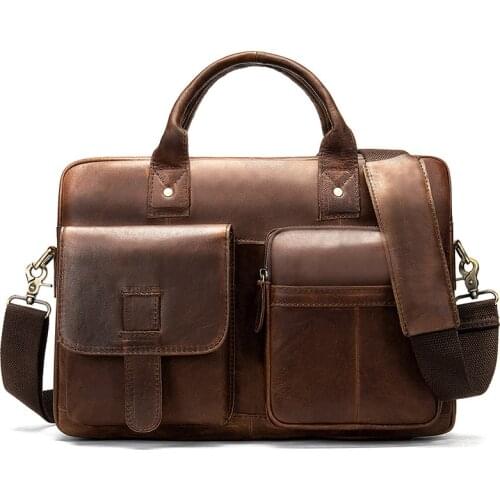 European style vintage mens shoulder messenger bag handbag large genuine leather mens briefcase business leather bags