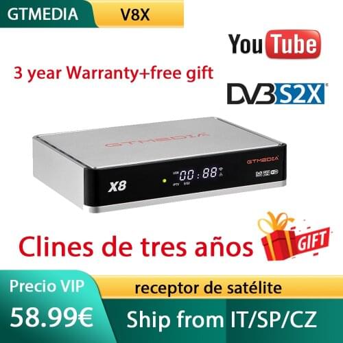 GTmedia X8 TV Box Satellite Receiver Receptor , DVB-S2 S2X H.265 support Europe Country ACM T2MI , Youtube M3U Set Top Box