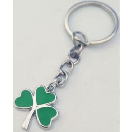 New Fashion Keychain lucky Vintage Drip Glaze Shamrock Pendant DIY Women Men Jewelry Car Key Chain Ring Holder Souvenir For Gift