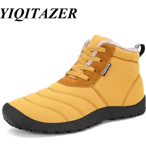 YIQITAZER 2018 New Fashion Winter Man Fur Warm Snow Boots Down Waterproof Ankle Boots For men Winter Shoes Plush Casual Shoes