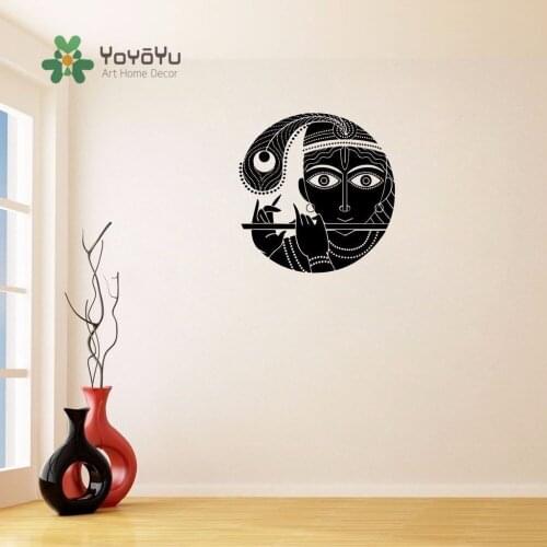 YOYOYU 40 Colors Wall Decal Art Wall Sticker Krishna Salon fluting woman Removeable Decoration In Room ZX037
