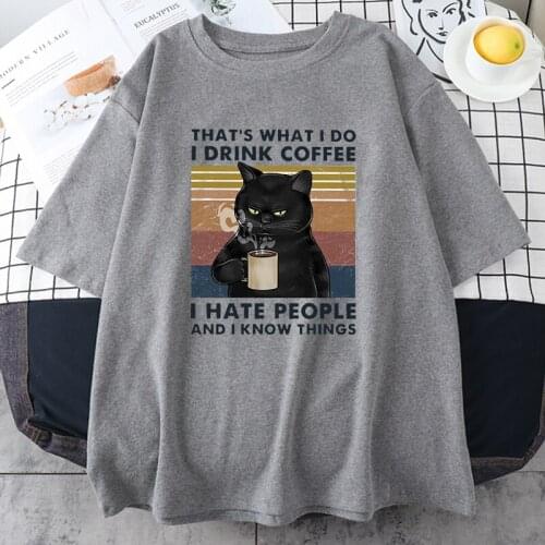 What Tido I Drink Coffee Womens T-Shirt Street Trendy Summer 2021 T Shirt Hip Hop Casual Tshirts Harajuku Base Black Tee Women