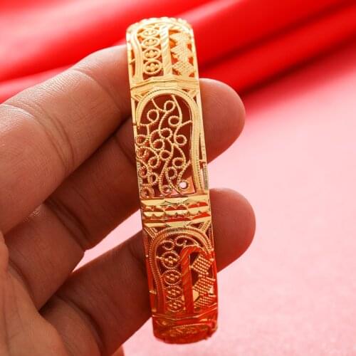 1Pcs Braclet Luxury Gold Color Jewelry Bangles indian Ethiopian African for Women Dubai Bracelet Party wedding Gifts Adjustable