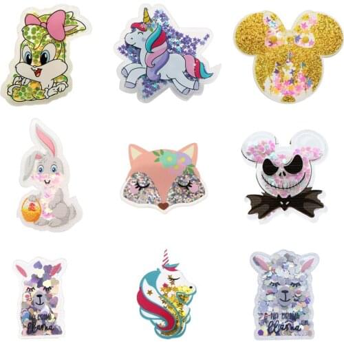 5pcs Cartoon Quicksand Sequins Acrylic Planar Resin Shakers DIY Bow-knot Crafts Home Craft Phone Case Home Decoration,5Yc17446
