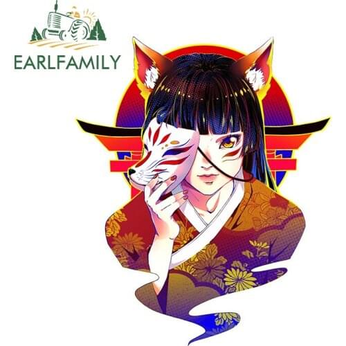 EARLFAMILY 13cm x 10.7cm for Anime Inari fox Car Sticker Personality Surfboard Trunk Laptop Decal Sunscreen Occlusion Scratch