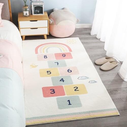 Children Bedroom Hopscotch Rug Mat Parlor Centre Area Hopscotch Rug Sofa Side Carpet Floor Cushion Kids Game Mat