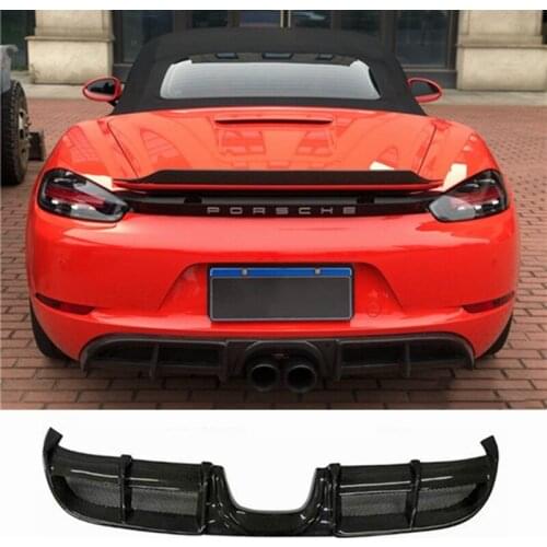 For Porsche 718 Cayman Boxster 2016 - 2018 Rear Bumper Lip Diffuser Spoiler Apron Splitters Carbon Fiber Protector