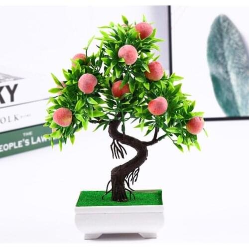 Artificial Plants Bonsai Orange Peach Fruit Tree Potted for Home Living Room Decoration Flower Set Shop Hotel Party Decor