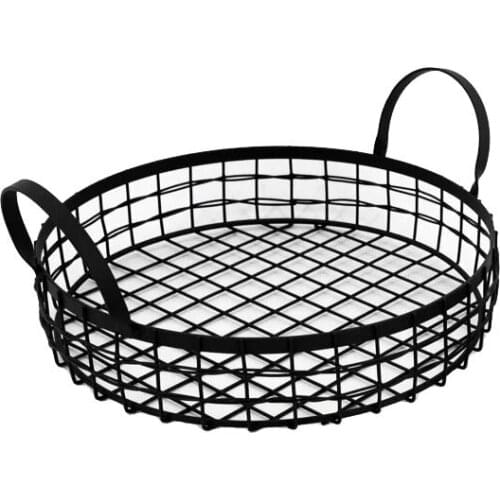 Fruit Bread Basket Round Antique with Handles Retro Desk Kitchen Storage for Home Decoration