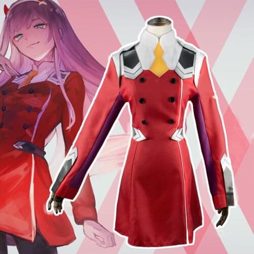 Zero Two Cosplay Costumes Anime DARLING in the FRANXX Zero Two 02 Dress Uniform Suits Headwear Wig Women Halloween Costume Dress