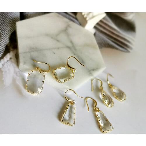 Minimalist Gold Color Transparent Geometric Round Square Dangle Earring for Women Fashion Arcylic Waterdrop Earring Jewelry