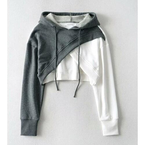 Montage Hoodies European And American Pullovers Streetwear Style Sweater Short Sweet Girl Autumn Hoody Top 2021 New