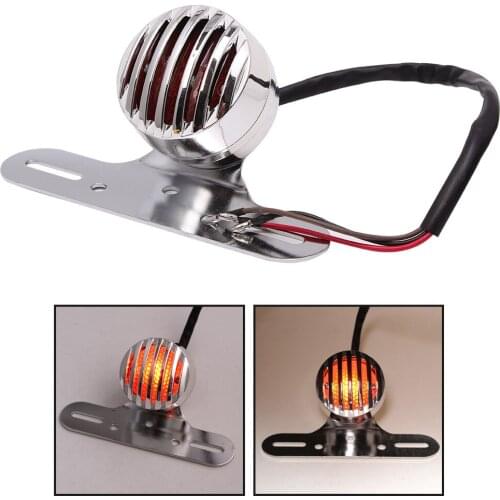 Motorcycle RED Grill Brake Tail Rear Light Bulb for Harley Chopper Bobber Custom 12V Cafe Racer Motorbike Turn Signal Chrome