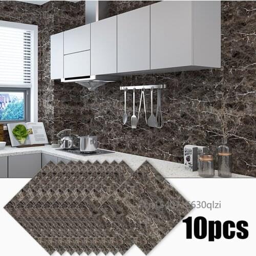 Marble Pattern Self-Adhesive Floor & Wall Stickers Wallpaper Removable Bathroom Tile Decoration Decals Modern Home Decor 30x30CM