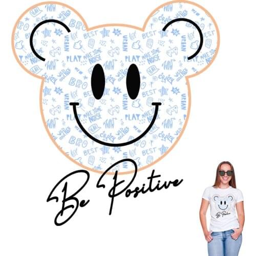 Smile Cartoon Stickers Heat Transfer printing Applique on Clothes Stickers on Clothes Washable Heat Transfer PVC Patch