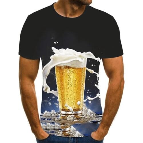 2021 trends shirt beer 3D printing mens tshirt fashion Summer Short sleeve Cartoon cool t shirt Funny o-neck graphic t shirts