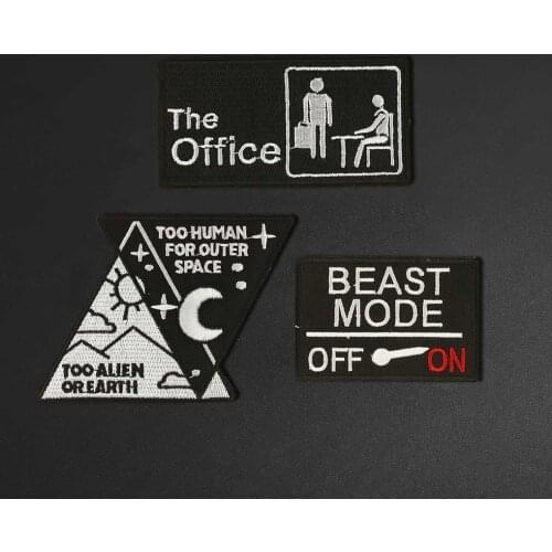 Mens clothing down jacket handmade DIY decorative personality black square social logo embroidery patch waterproof